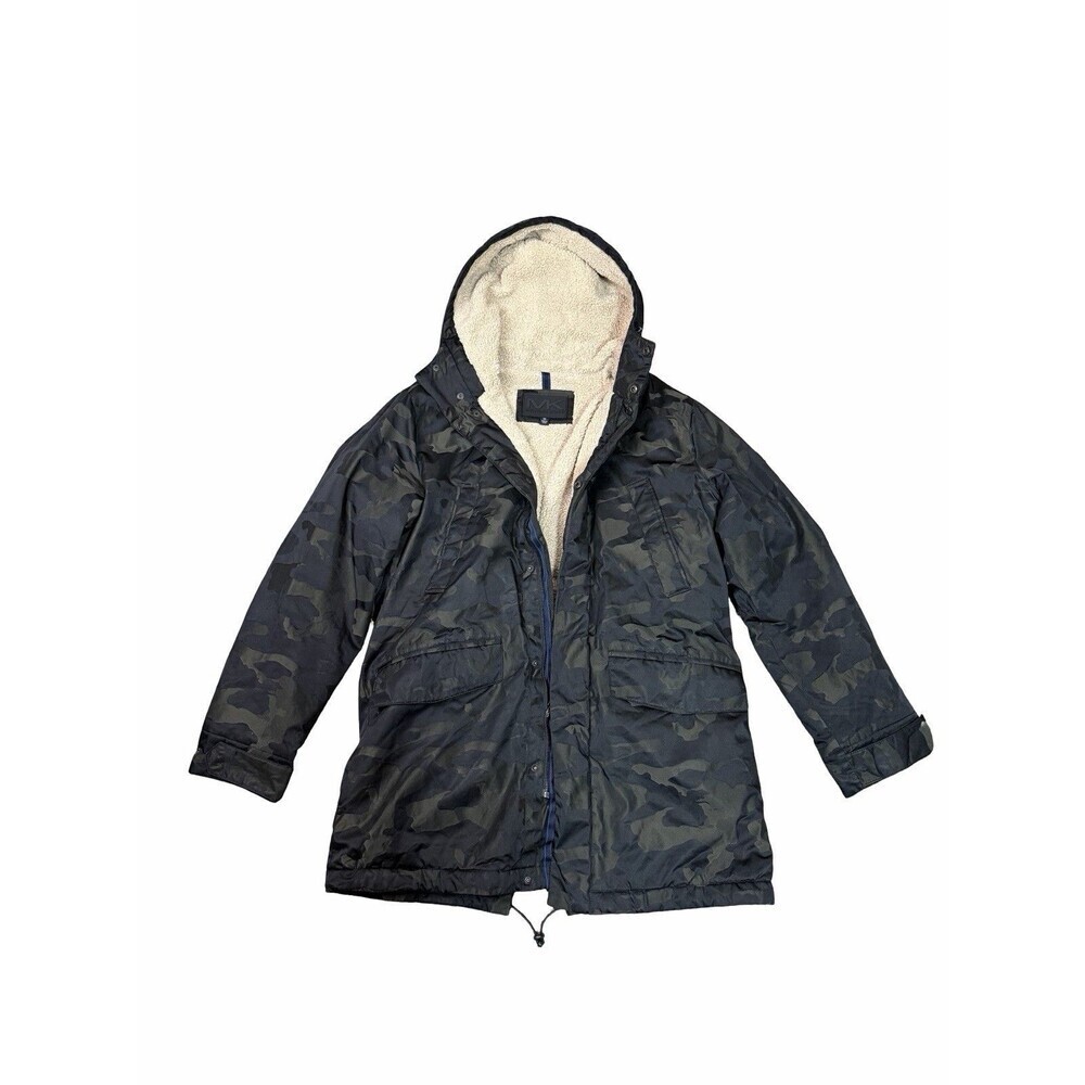 Michael Kors Mens Otto Stadium Parka Camo Hooded Jacket Sherpa Lined Medium M